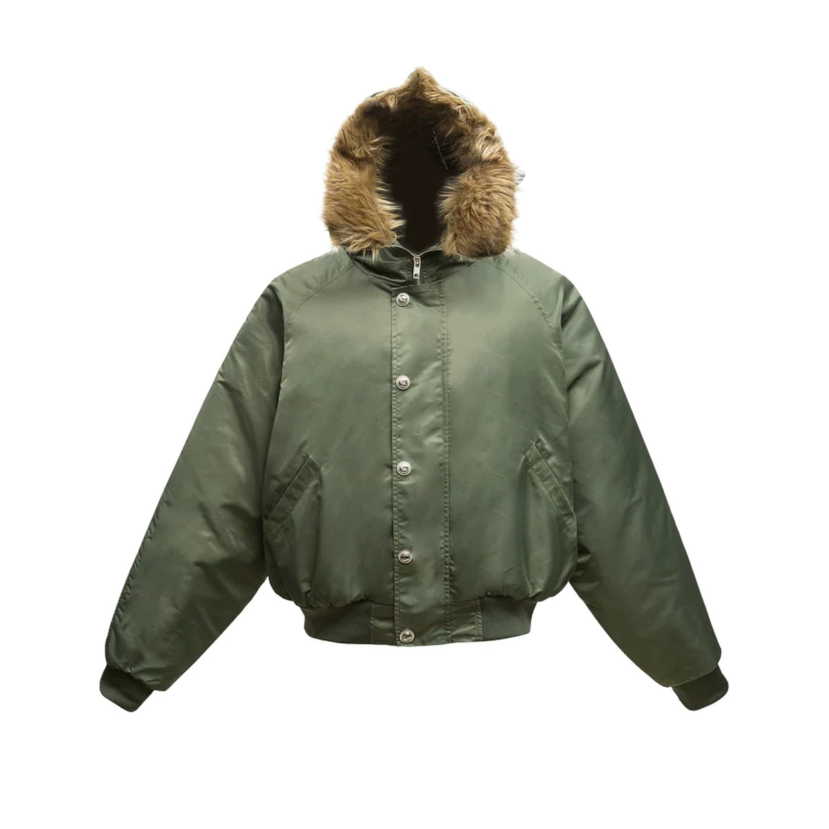 BETEBULE Fur Hood Bomber — Olive