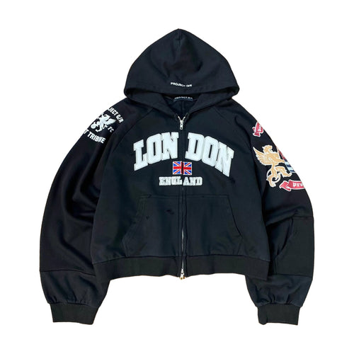 Project G/R London England Zip Hoodie — Black