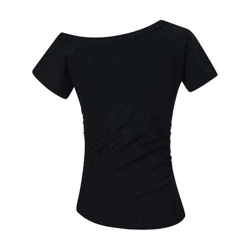 Rhinestone Cross Off-Shoulder Top — Black