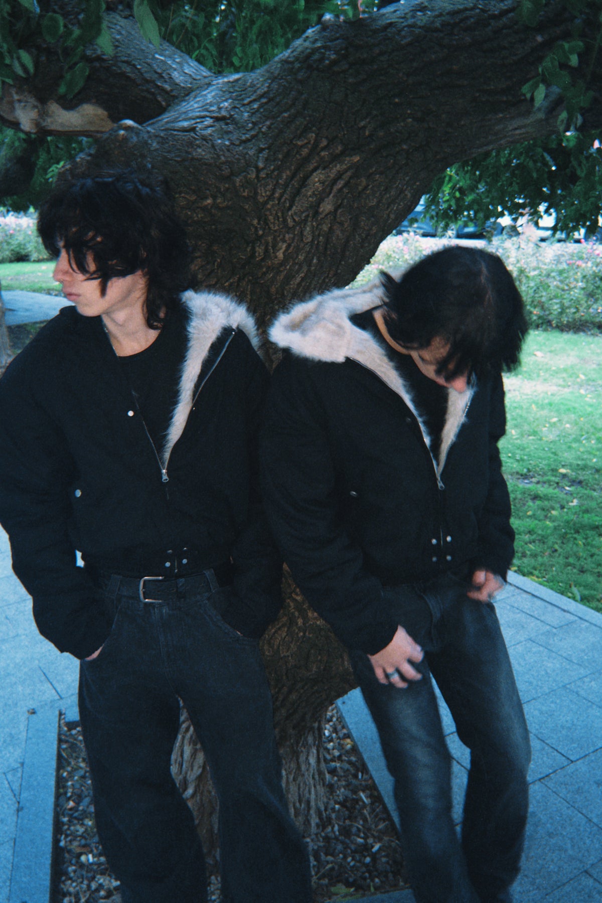 NO LOGO Fur Hood Canvas Jacket — Black