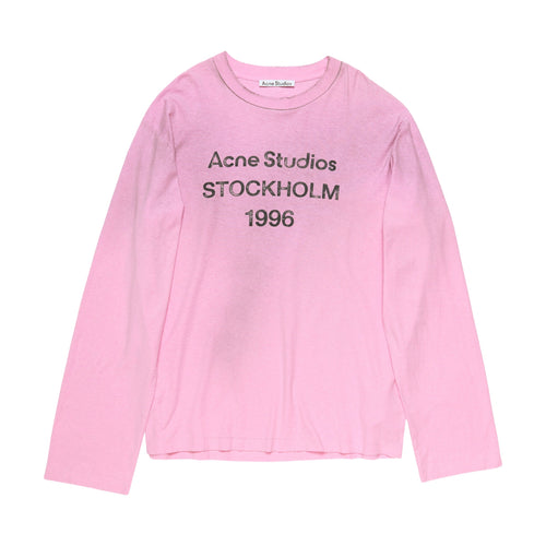 Acne Studios Sprayed 1996 Logo Long Sleeve T-Shirt - Cotton Candy Pink