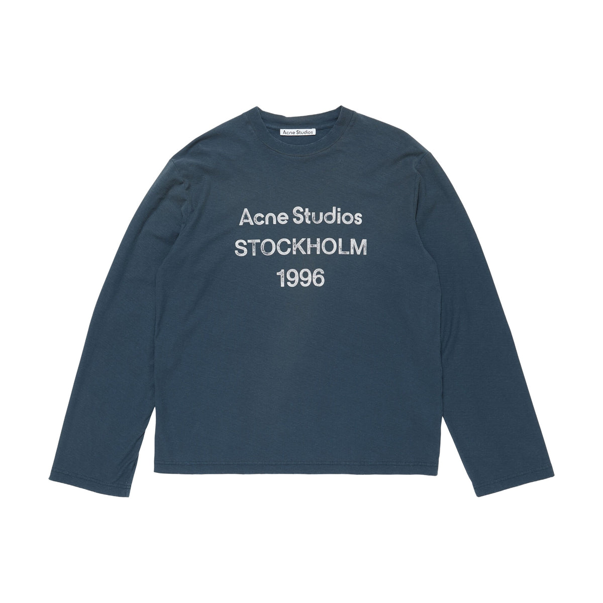 Acne Studios Sprayed 1996 Logo Long Sleeve T-Shirt - Deep Blue