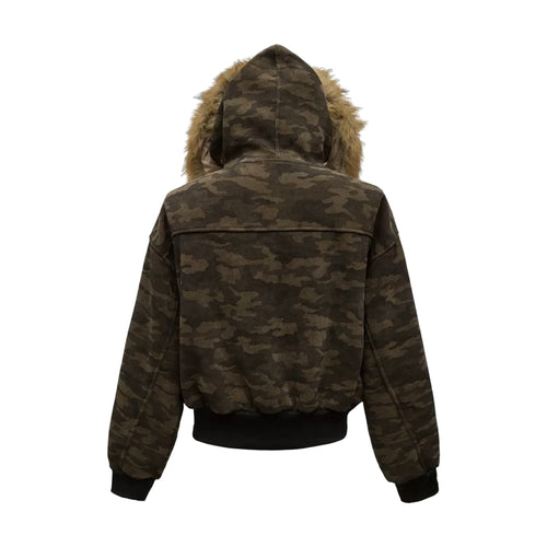 ALASKA N2B Fur Hood Bomber — Green Camo