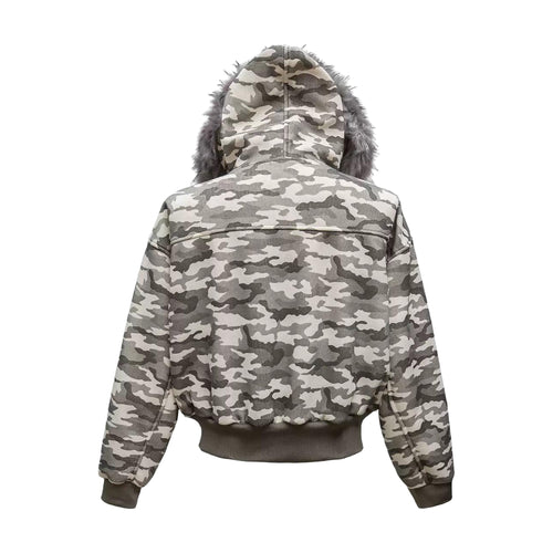 ALASKA N2B Fur Hood Bomber — Snow Camo