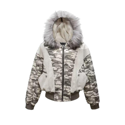 ALASKA N2B Fur Hood Bomber — Snow Camo