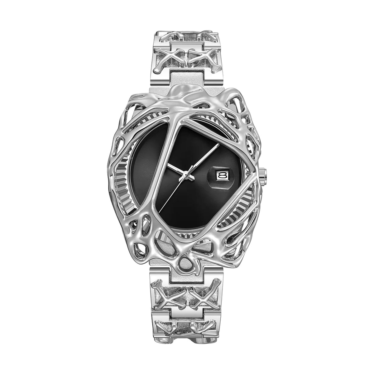 Alabaster Spider Web Watch — Silver Black