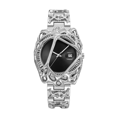 Alabaster Spider Web Watch — Silver Black