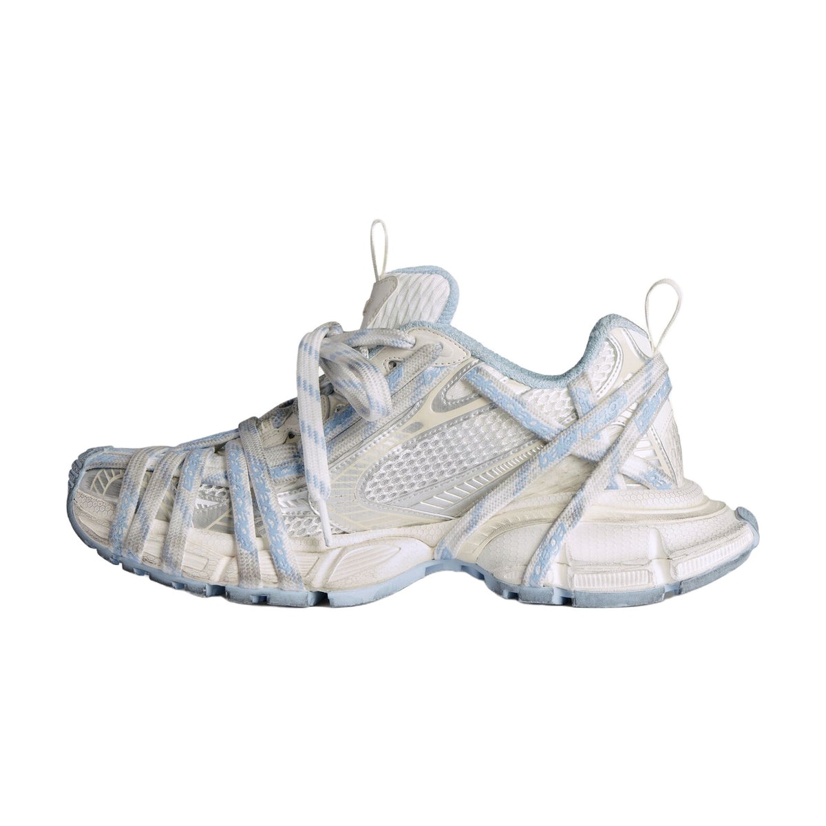 Balenciaga 3XL Extreme Laces Logo Sneaker — White Light Blue