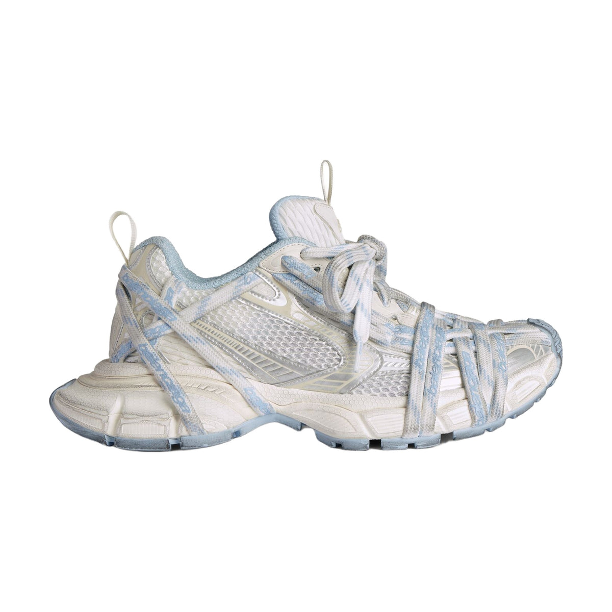 Balenciaga 3XL Extreme Laces Logo Sneaker — White Light Blue