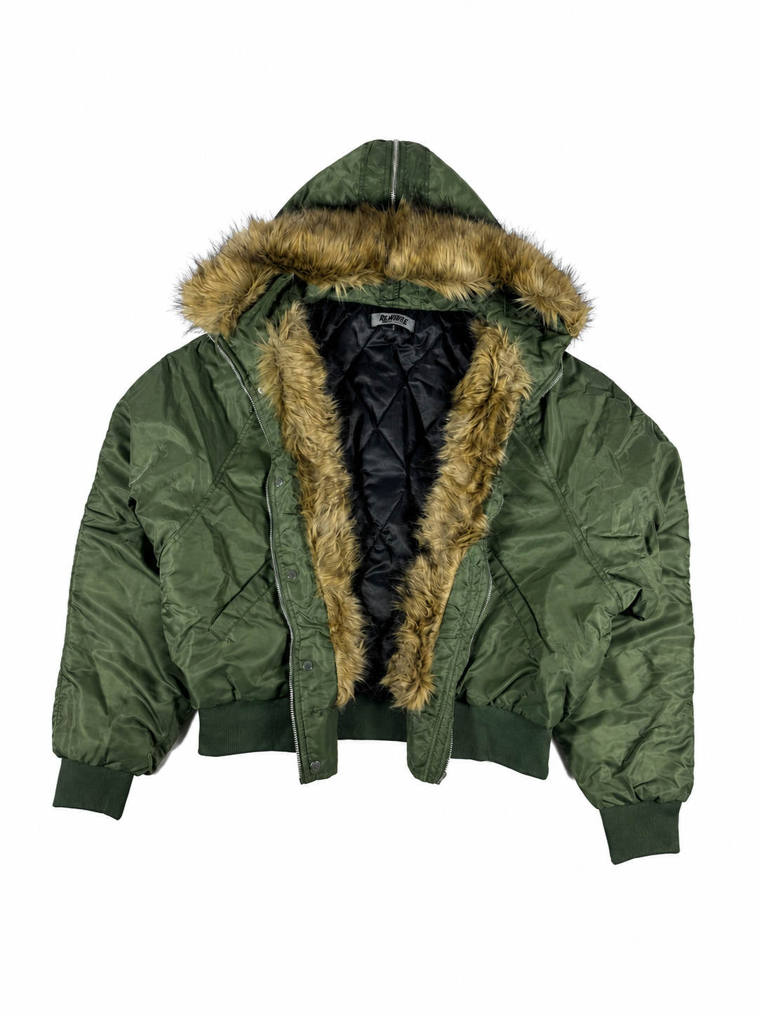 BETEBULE Fur Hood Bomber — Olive
