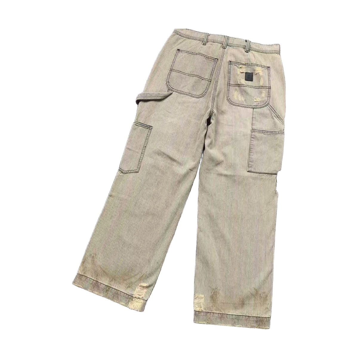 Enfants Riches Déprimés Striped Carpenter Pants With Comic Patches - Two-Tone Stripe