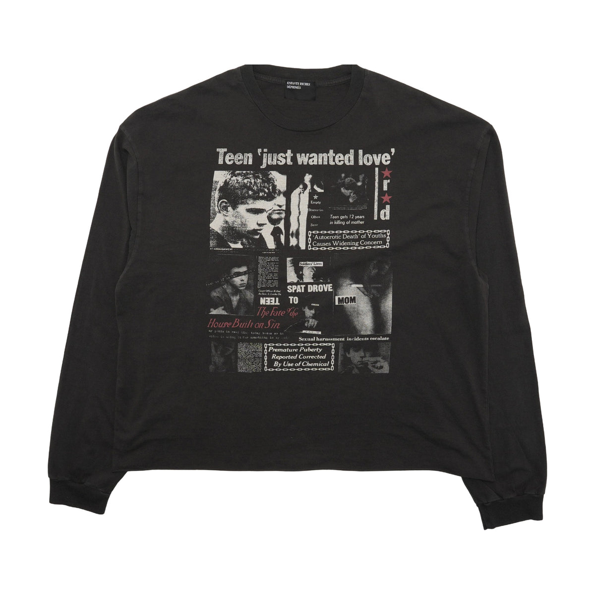 Enfants Riches Déprimés Teen Just Wanted Love Long Sleeve T-Shirt - Faded Black