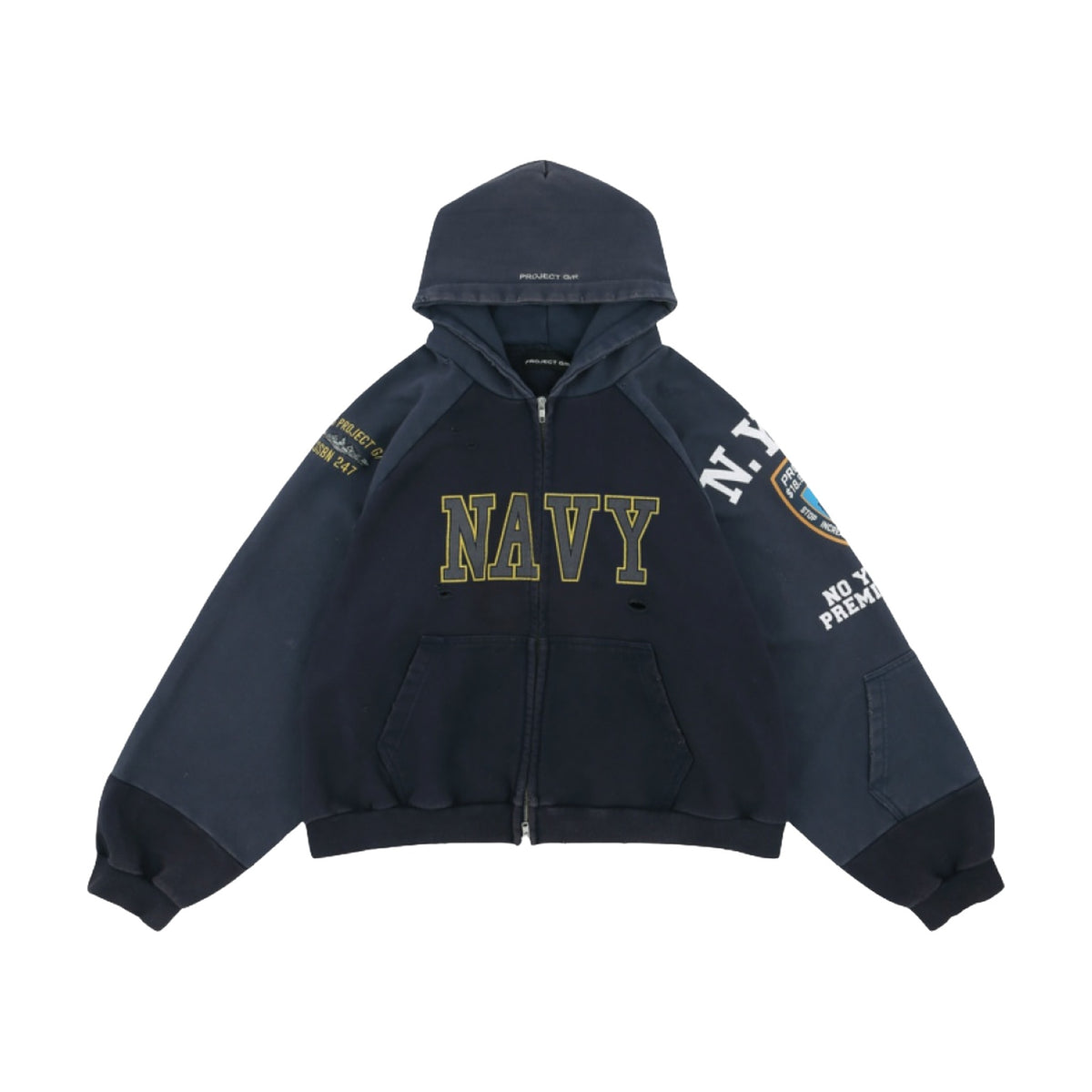 Project G/R Reconstructed Folded Zip Hoodie — Navy
