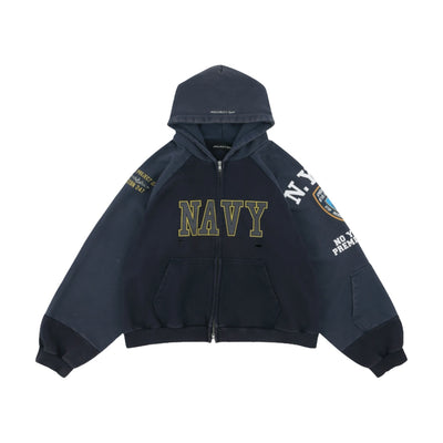 Project G/R Reconstructed Folded Zip Hoodie — Navy