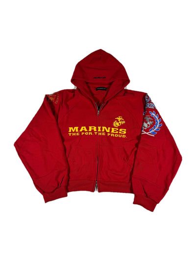 Project G/R Marines Reconstructed Zip Up Hoodie — Red