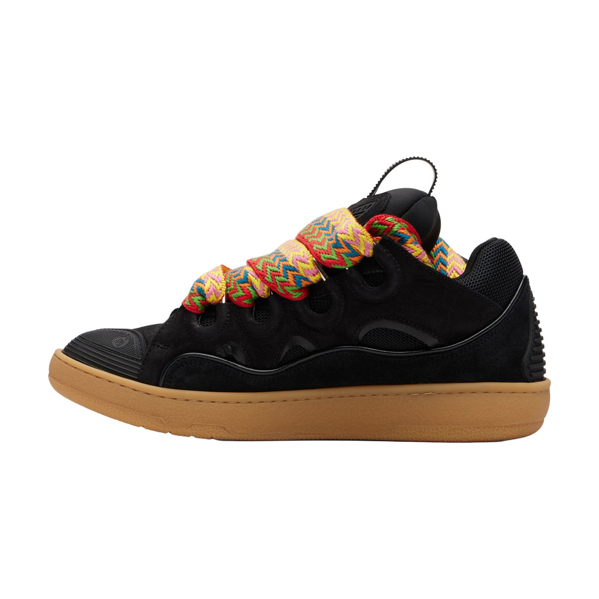 Lanvin Curb Sneakers — Black Gum Sole Multicolor Laces