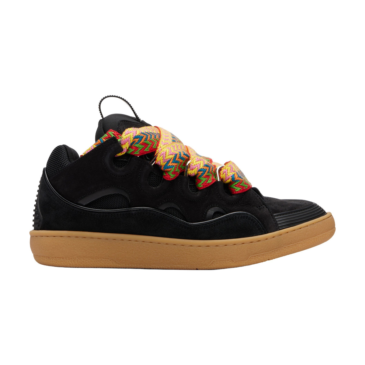 Lanvin Curb Sneakers — Black Gum Sole Multicolor Laces