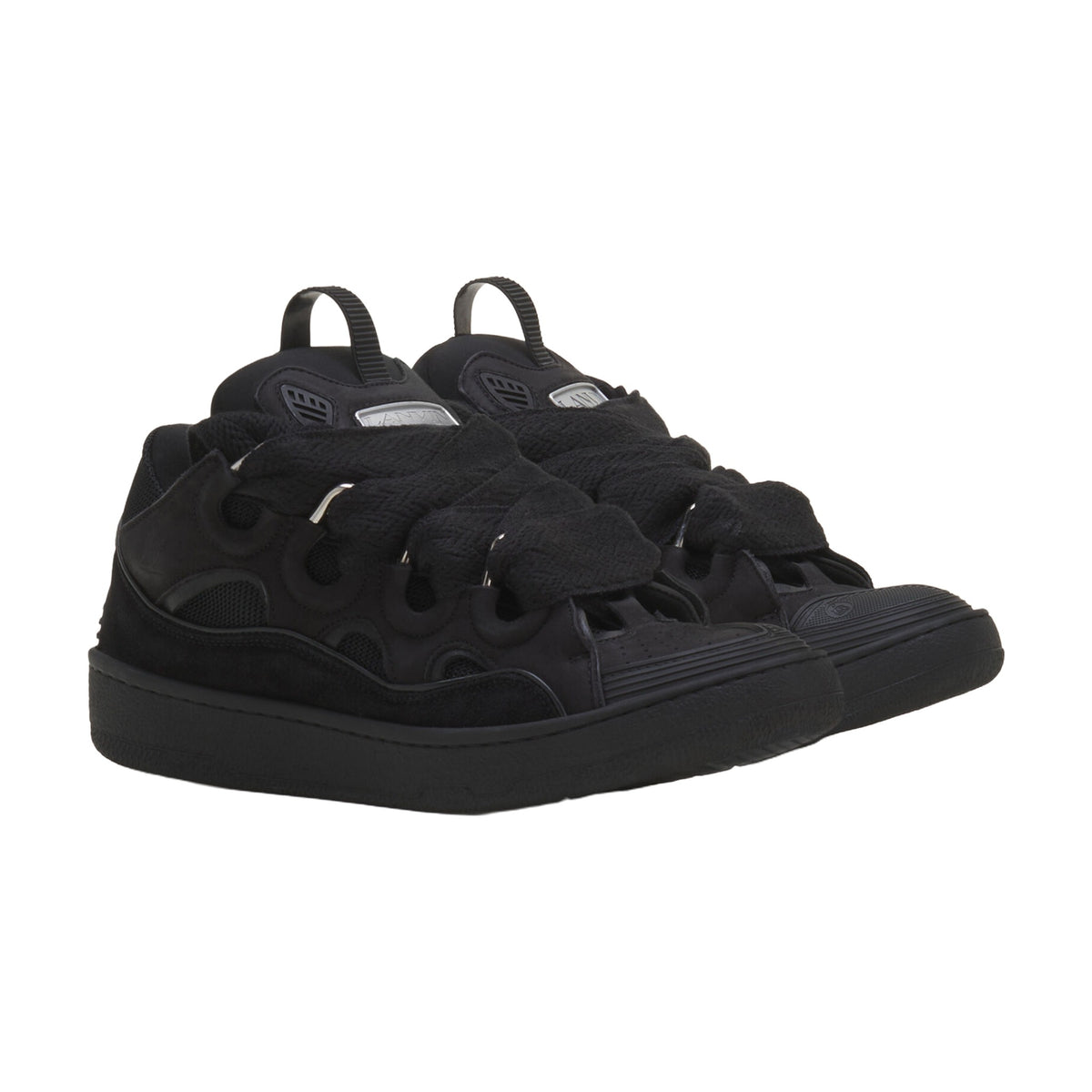 Lanvin Curb Sneakers — Black Suede