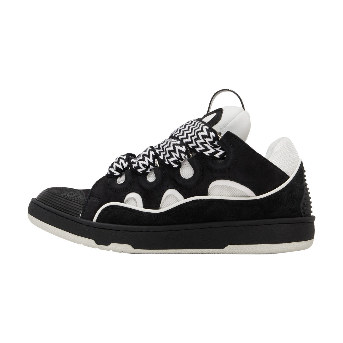 Lanvin Curb Sneakers — Black White Piping