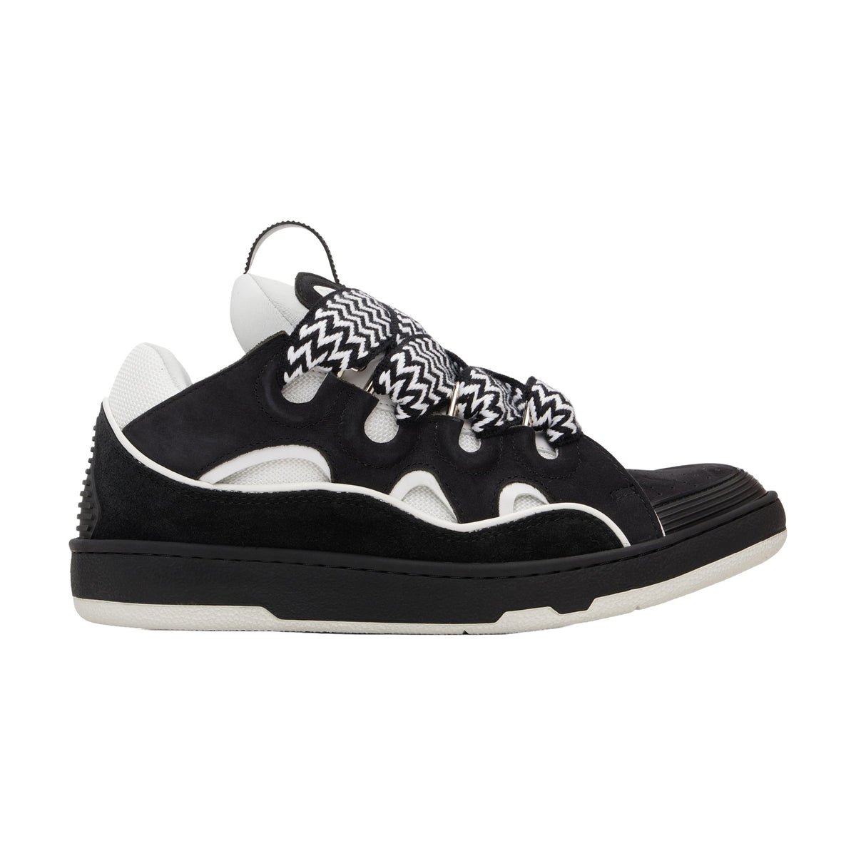 Lanvin Curb Sneakers — Black White Piping