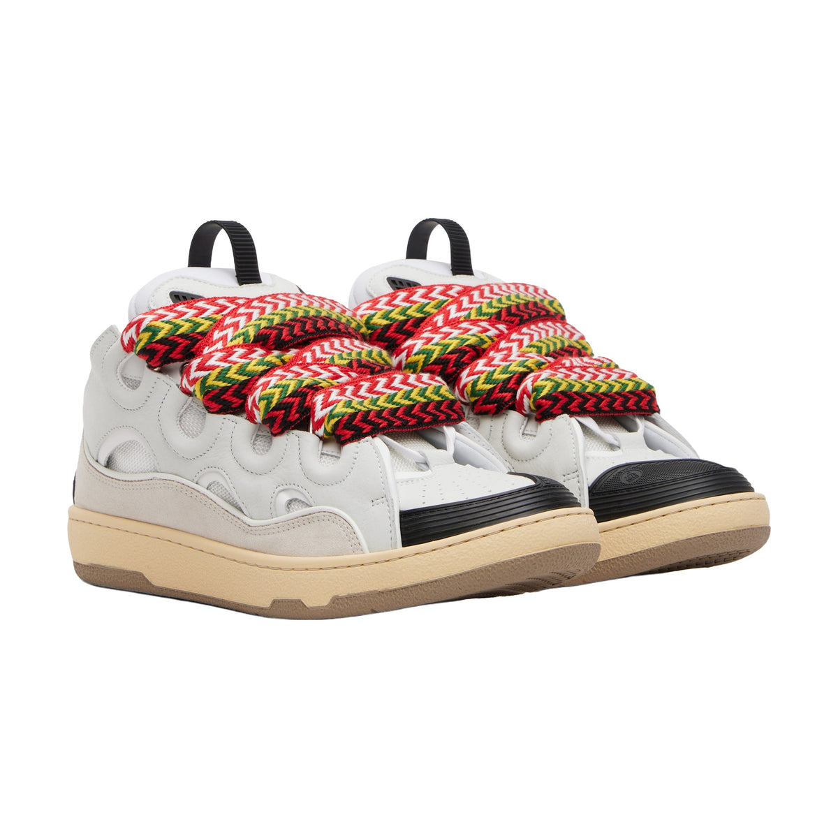 Lanvin Curb Sneakers — Grey White Black Toe Rainbow Laces