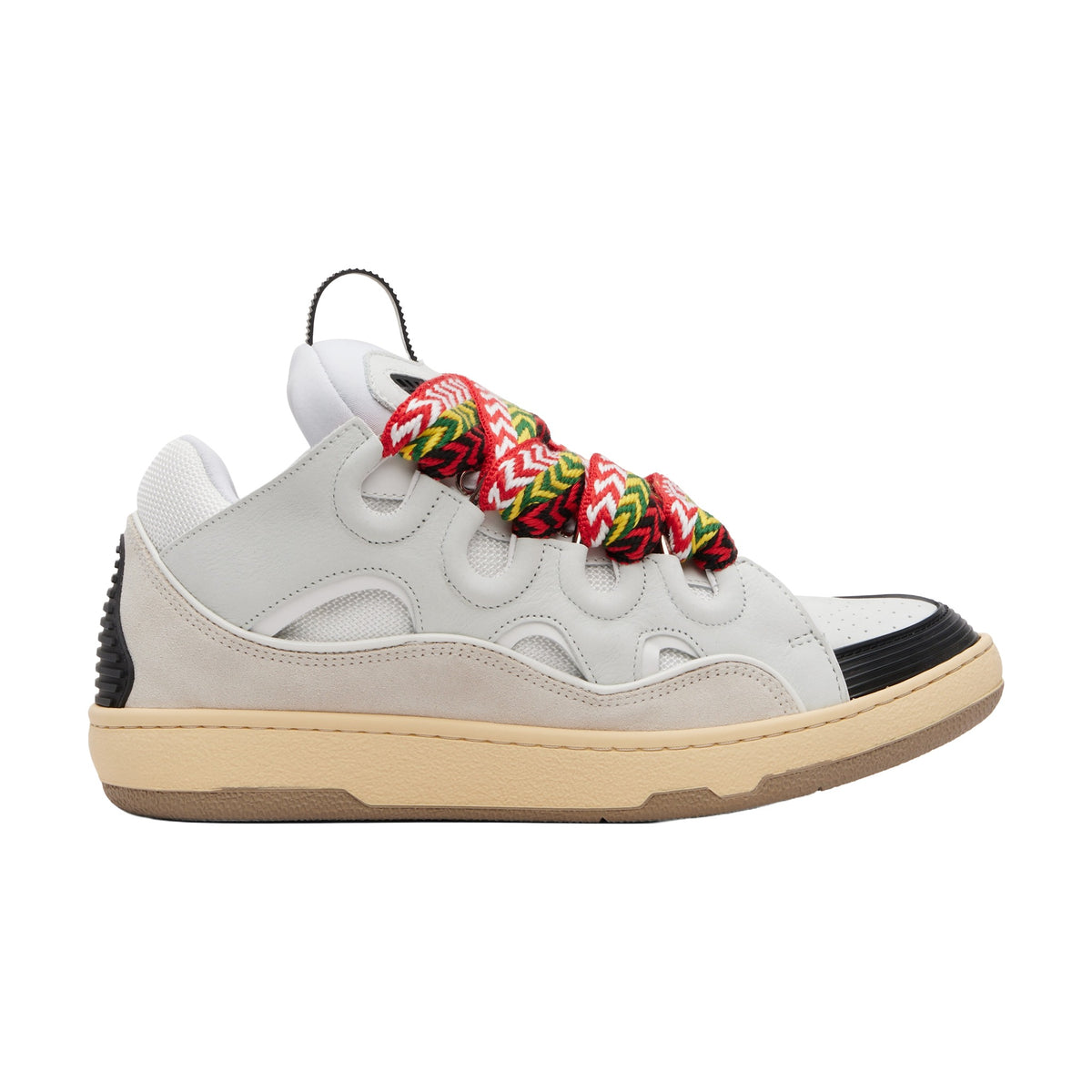 Lanvin Curb Sneakers — Grey White Black Toe Rainbow Laces