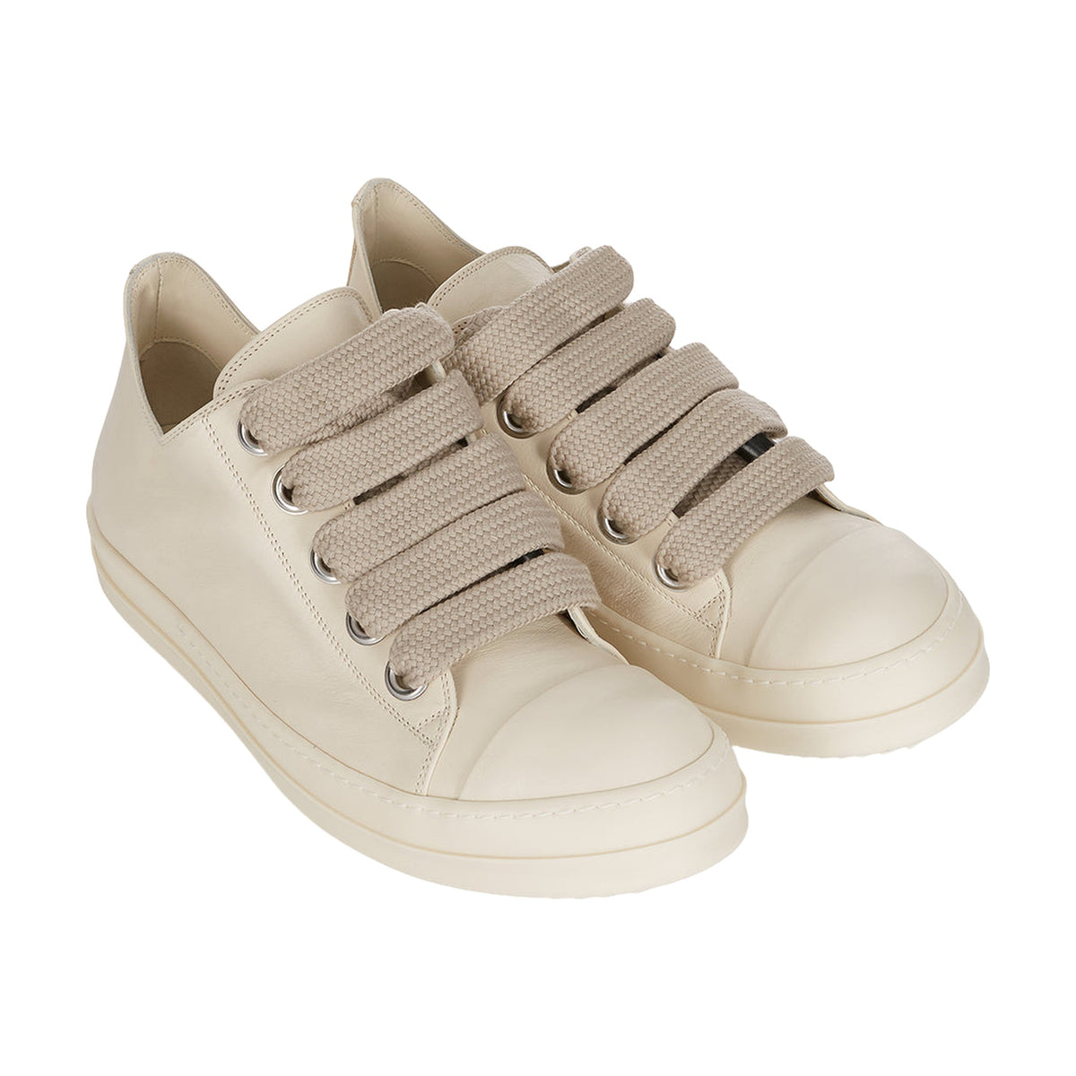 Rick Owens Jumbo Lace Low Sneaks Leather - Triple White