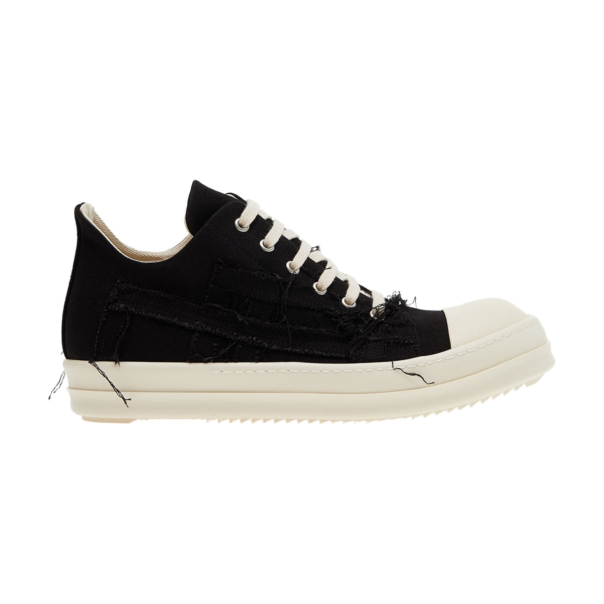 Rick Owens Low Sneaks Destroyed Canvas - Black