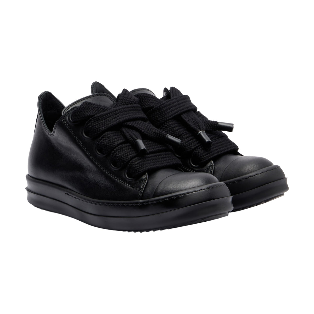 Rick Owens Low Sneaks Jumbo Lace Leather - Triple Black