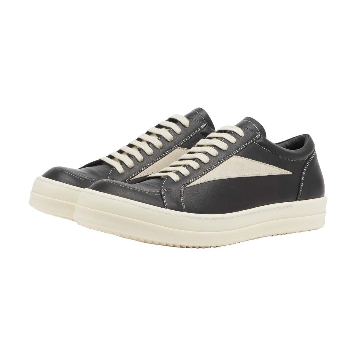 Rick Owens Vintage Sneaks Cross Detail - Black White